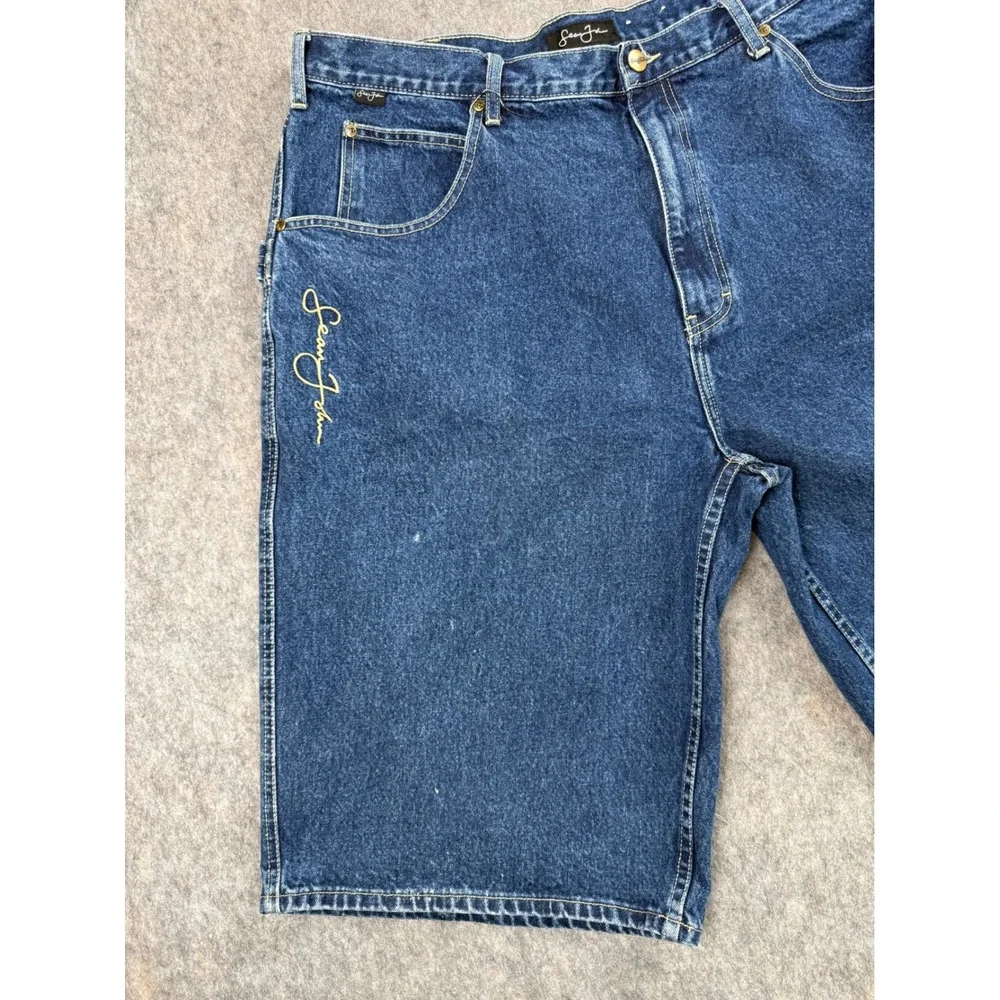 Sean John Vintage Mens Denim Carpenter Shorts Blue Baggy Y2K Size 40